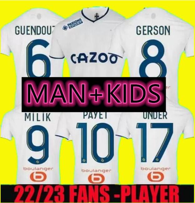 

FANS player version 22 23 Marseilles Soccer jerseys milik maillot de foot om 2022 2023 Camiseta PAYET THAUVIN ALVARO GERSON KONRAD MEN KIDS KIT football shirt, 11