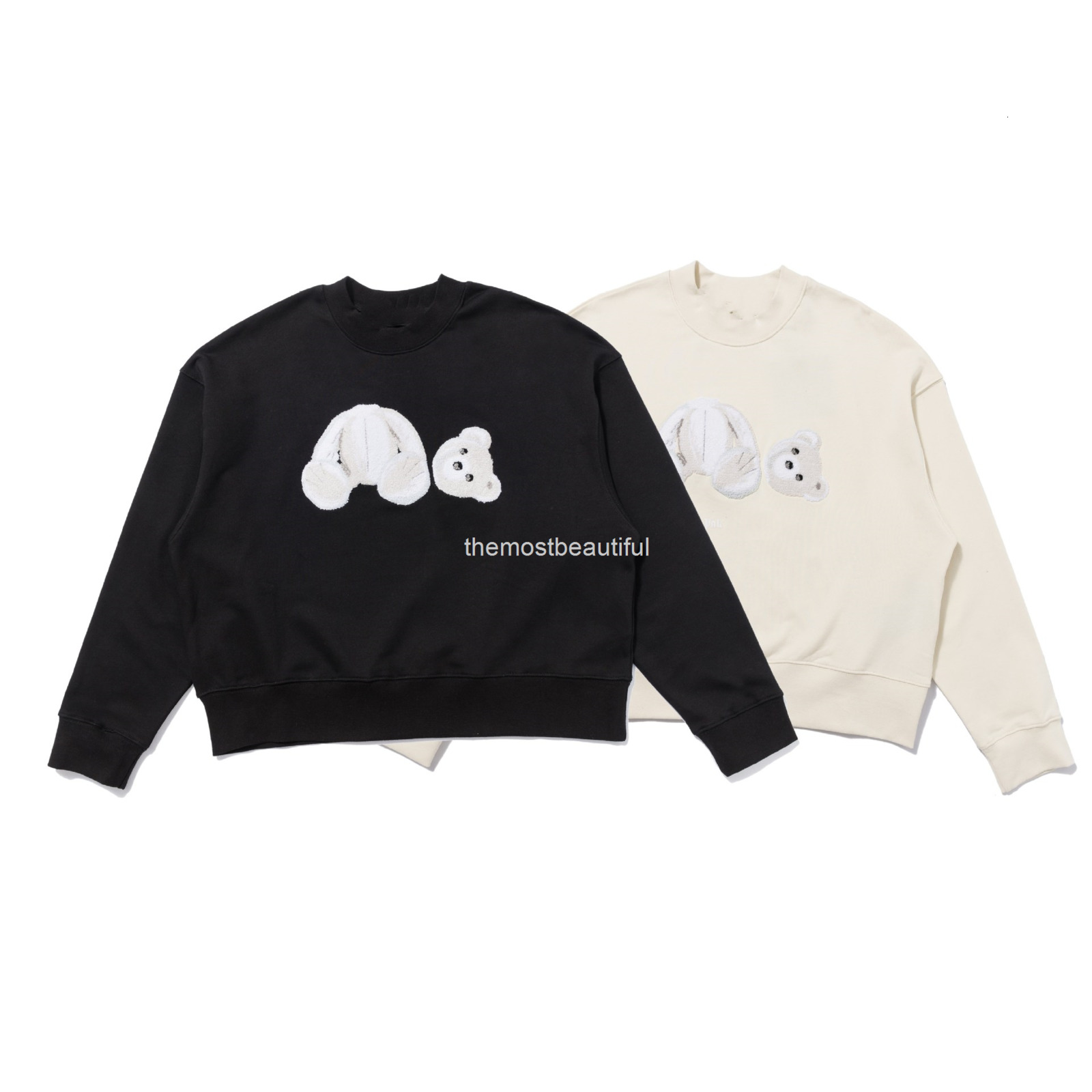 

Men' T-Shirts Autumn and winter hip hop high street black white cartoon headless bear towel embroidery men' women' couple Hoodie sweater, 2# packing bag