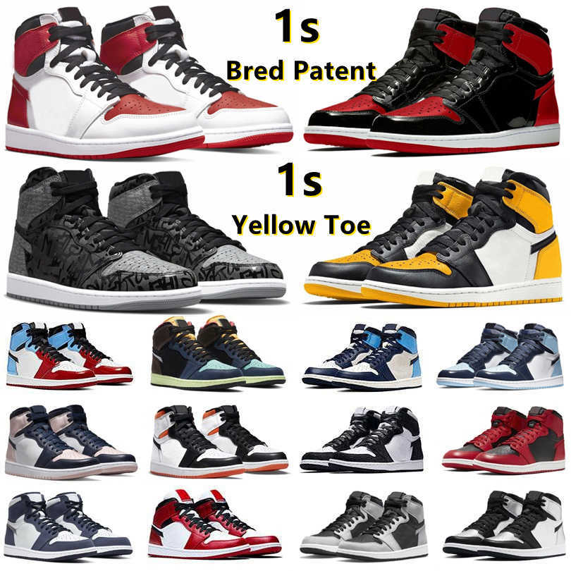 

Jumpman 1 1s mens Basketball Shoes Sneakers Yellow Toe Rebellionaire Bred Patent Dark Marina Blue Mocha Shadow Bubble Gum Bio Hack men women, Color#25