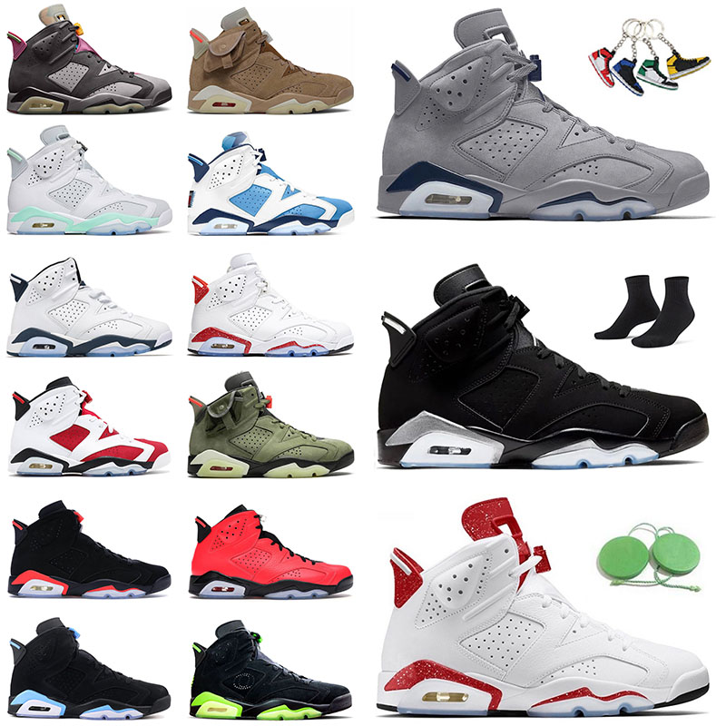 

New Jumpman 6 Men Women UNC Tiffany Blue Basketball Shoes 6s Red Oreo Metallic Silver Georgetown British Khaki Black Infrared Designer Sneakers Trainers Size 36-47, 40-47 black cat
