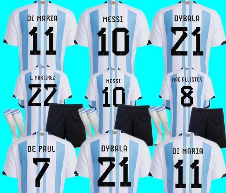 

2022 2023 Argentina soccer Jersey football shirt woRLD CUp DYBALA MARADONA DI MARIA MESSIs 22 23 DYBALA adult Men Kids kit sets uniforms, Army green