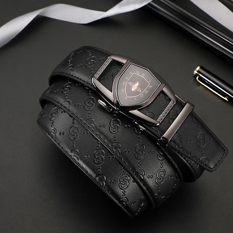 

Belts Man Belt Fashion Designer Luxury For Men Casual Jeans Leather Automatic G Buckle Business Dress BeltZD2171, Black