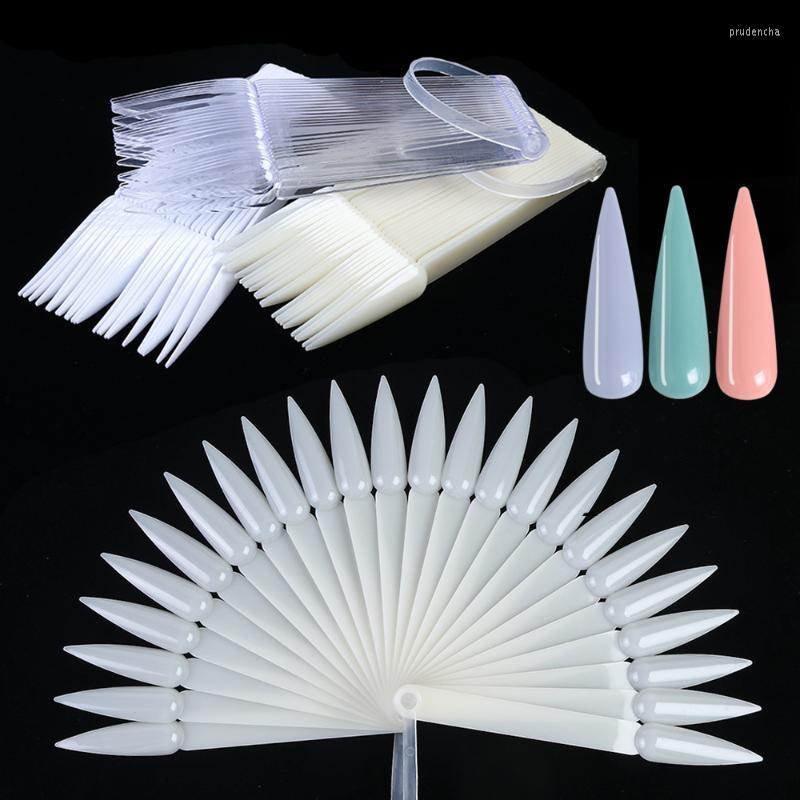 

False Nails 24pcs Clear Nature White Nail Tips Display Sample UV Gel Polish Practice Fan Board Art Tool Manicure SA1503-1 Prud22