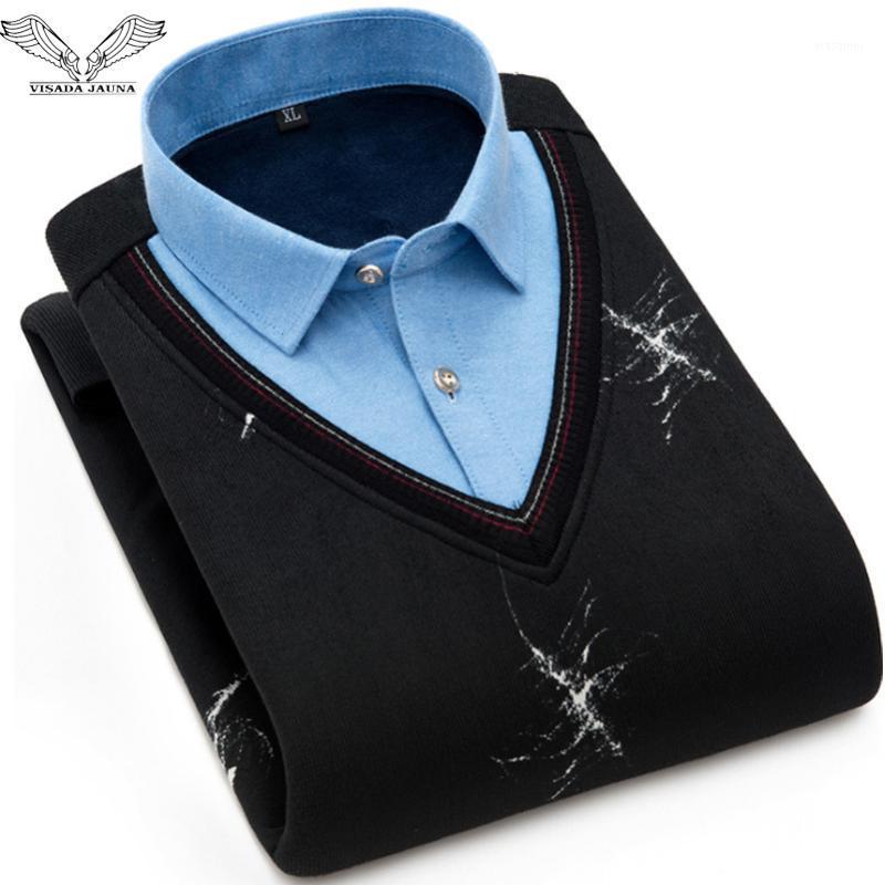 

Men's Casual Shirts DA JAUNA Warm Shirt Tops Fashion Fake Two Thick And Velvet Wear Striped Long-sleeved N9014, 1801