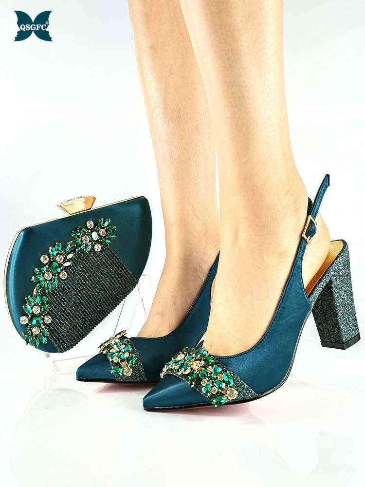 

Evening Bag 2022 African Hot Selling Special Crysral Decoration Style Italian Design Magenta Color Elegant Women Shoes and Set for Party 220615