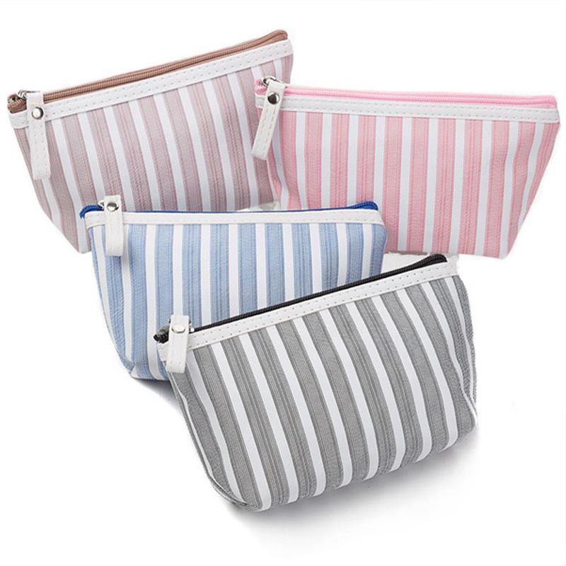 

Cosmetic Bags & Cases Women Bag Striped Waterproof Makeup Case Organizer Travel Storage Beauty Pouch Lady Purse Toiletry, Blue