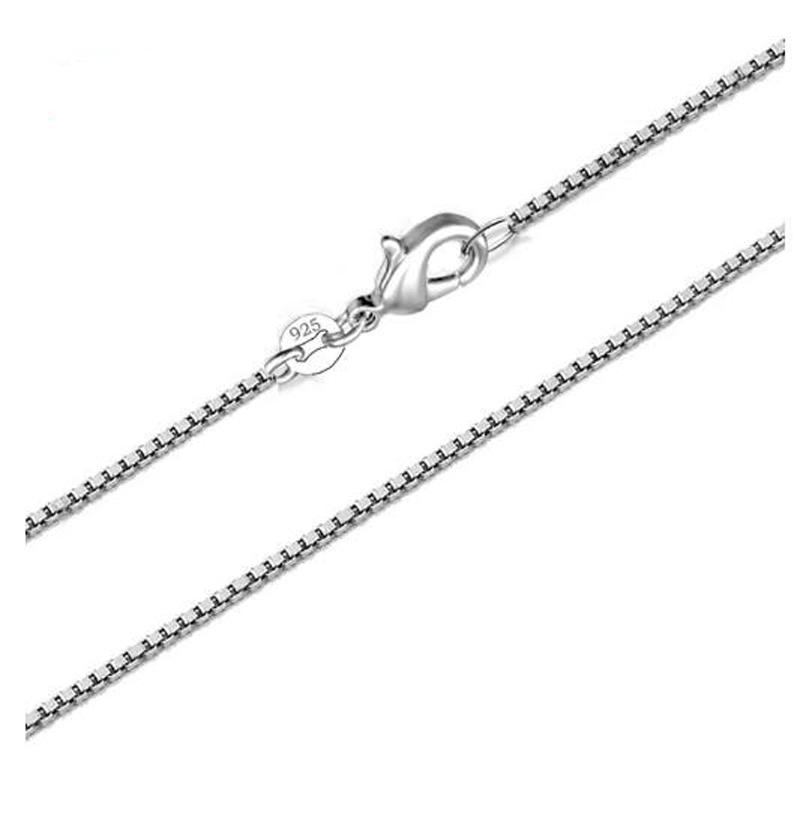 

Chains 100% Genuine 925 Stamp Silver Color Box Chain Necklace Men Women Fine Jewelry