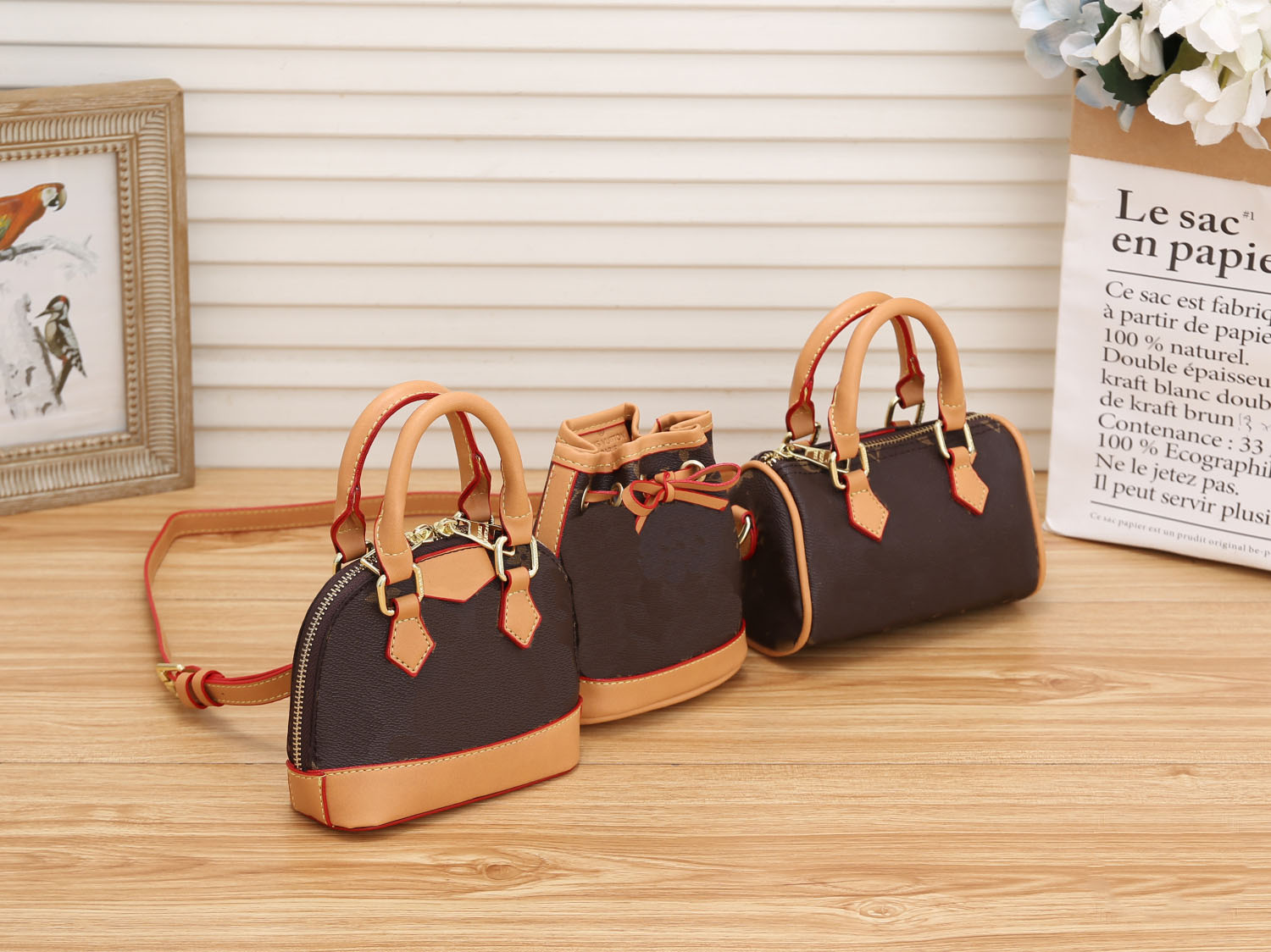 

HH M81081 3 In 1 Trio Mini Icones Womens Alma BB Bag Speedy Three-piece Sets Phone Purse Designer Handbags Totes 22s Women Luxury Shoulder Crossbody Bags Wallets, Add shipping fee