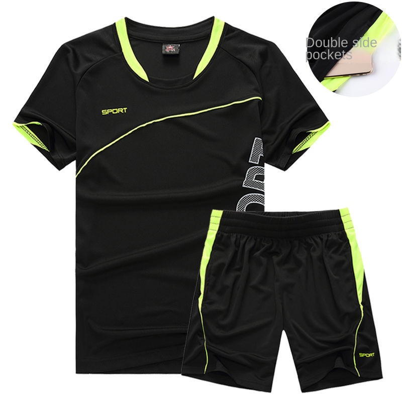 

Men's Sports Summer Short-sleeved Shorts Two-piece Set T-shirt Casual Sportswear Loose Jogging Suits for Men Joggers 2 Peice Set, Yellow