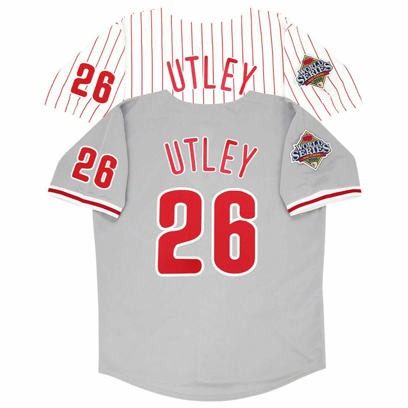 

PHI 2008 Vintage WS Baseball Jersey 26 Chase Utley 11 JIMMY ROLLINS 8 Shane Victorino 5 PAT BURRELL 35 Cole Hamels 51 CARLOS RUIZ Phillies Nola 6 RYAN HOWARD 4XL, Man nk flexbase white