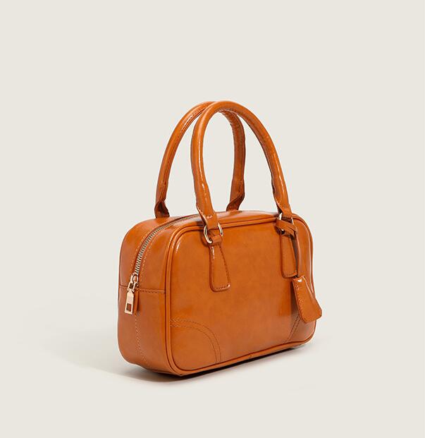 

HBP New Women's Bag Retro Lightweight Commuter Bags Totes Oil Wax Leather Small Square Bag Hand-Held Large-Capacity Boston Purse SMCD-9027 Zong, Brown