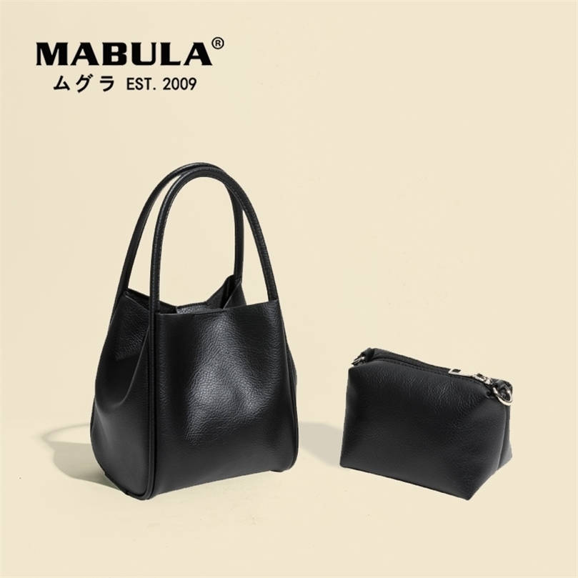 

MABULA High Quality Soft Leather Top Handbags For Women Casual Small Shoulder Cross Body Bags Female Fashion Messenger Bag 220815, Black