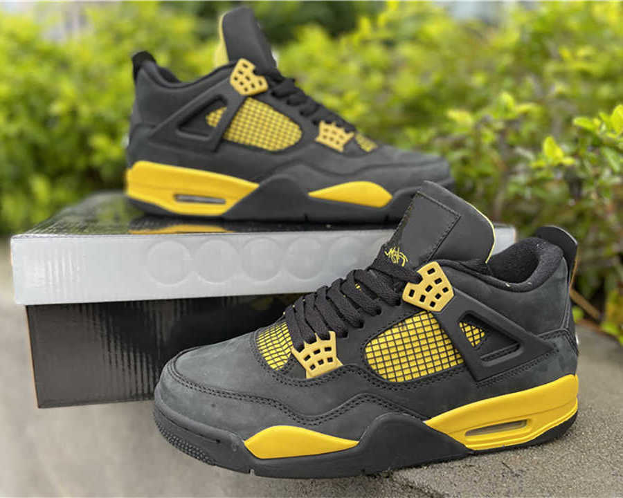 

Brand Shoes Mens Basketball Thunder Men Woman Jumpman 4 4s Black White Tour Yellow outdoor running trainers sport Sneaker, #1