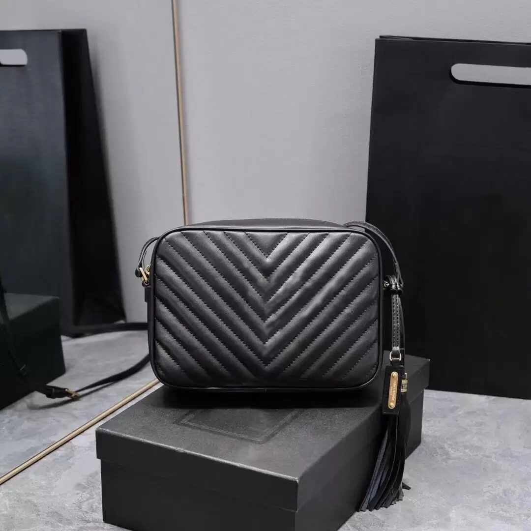 

ENVELOP Designers Shoulder Bags lady Single Chain prads bags SUNSET Women High Quality LOULOU Handbag Leather Fashion Crossbody Kate luxurious NIKI mini bags, Lou camera bag-black