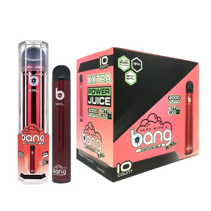 

Bang XXL Disposable Vape Pen E Cigarette Device 800mAh Battery 6ml Cartridge Pods 2000 Puffs XXtra Vapor Kit vs puff plus flex elux legend