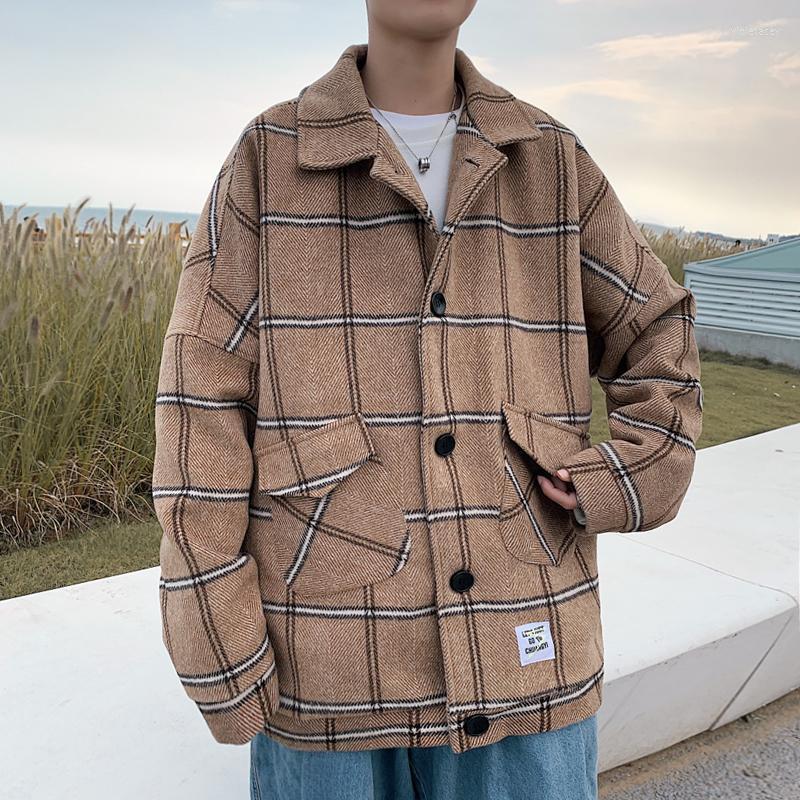 

Men's Wool & Blends Casual Coats 2022 Autumn And Winter Plaid Vintage Jacket Korea Fashion Clothes Viol22, Nf001 1