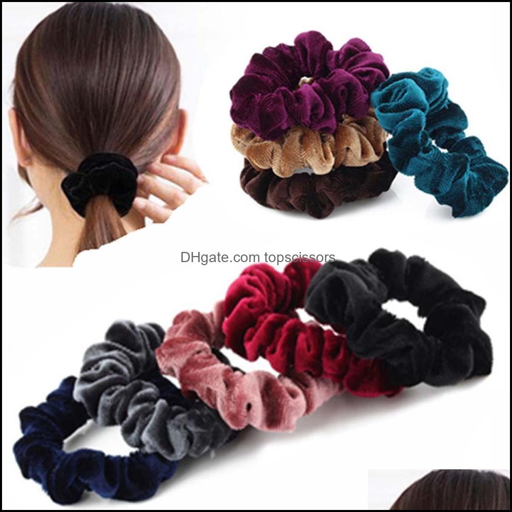 

Hair Accessories Tools Products New Fashion Soft Feel Veet Scrunchie Ponytail Donut Grip Loop Holder Stretchy Band For Women Drop Delivery