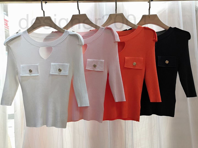 Women's Sweaters designer 20ss balman knit slim fit high waist short thin bottomed sweater sweater versatile seven sleeve top 9SIY