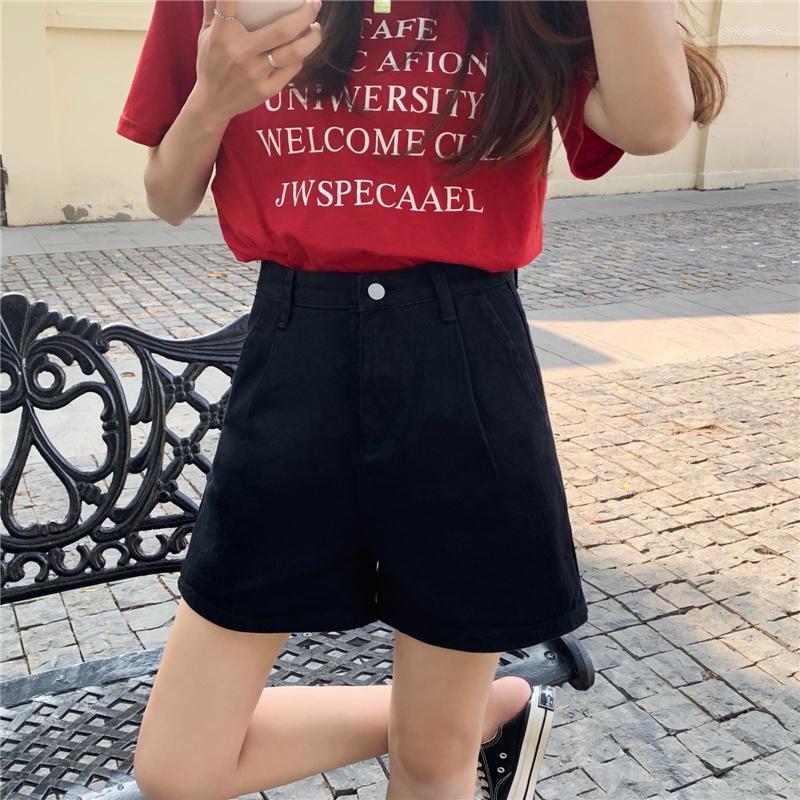 

Women' Shorts Women Denim High Waist Black Korean Fashion 2022 Straight Summer Femme Casual Short Pants, White