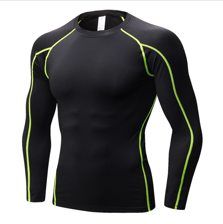 

Men' Tracksuits PRO Skin-tight Fitness Sports Running Training T-shirt Amazon Elastic Quick-drying Long-sleeved Shirt Clothes 1059, Black