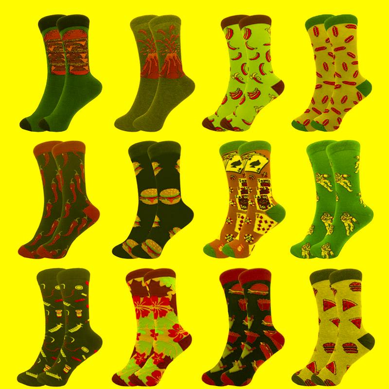 

Men's Socks Woman Funny Cute Fruits Banana Pepper Coffee Beans Hamburg Volcanic Happy Harajuku Men's Skateboard SocksMen's