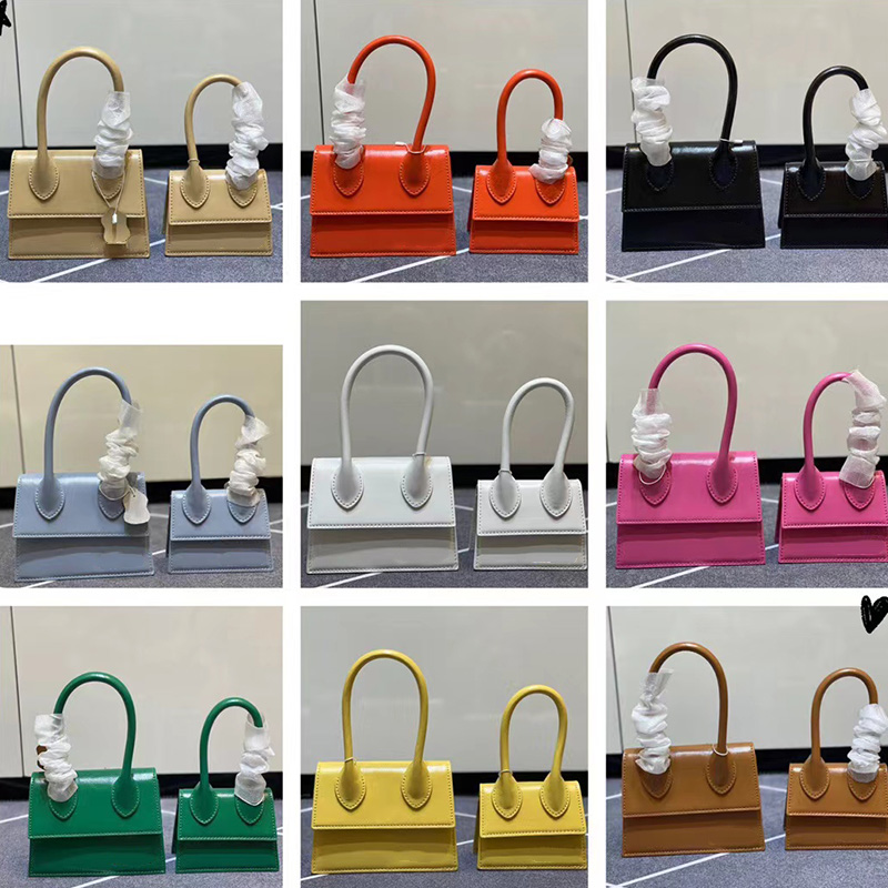 

High quality designer handbags Le Chiquito long plain weave tote shoulder bag Stiff body jacquem leather flip cover mini bag cute lipstick pack with box, Sky blue