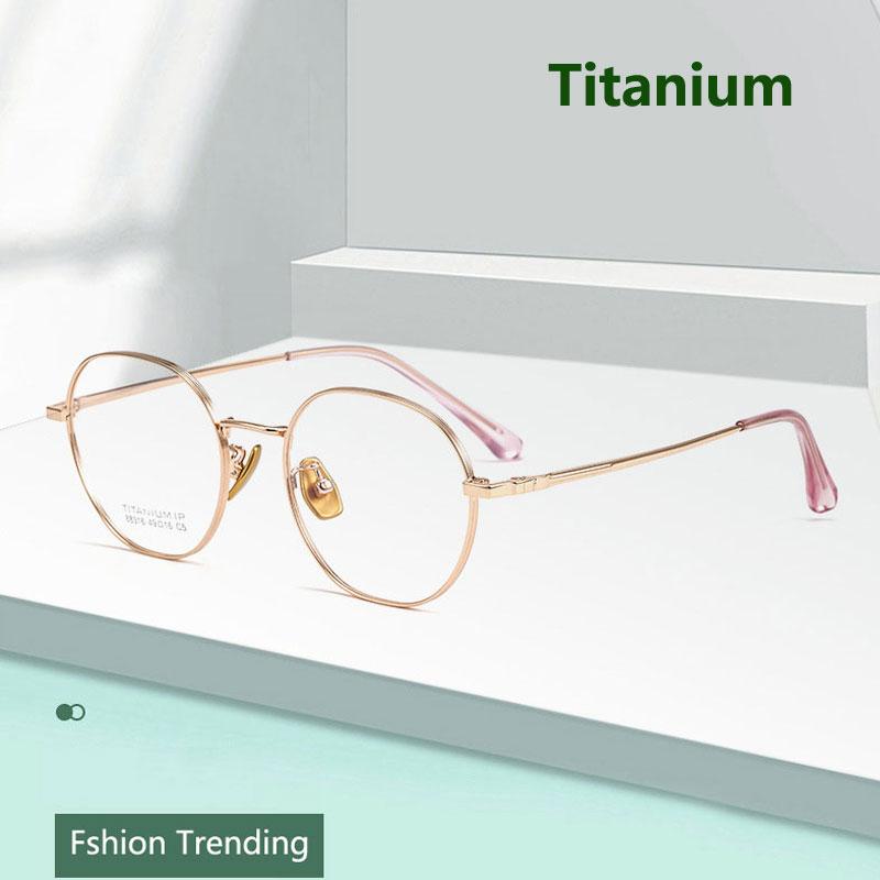 

Fashion Sunglasses Frames Women Pure Titanium Eyeglasses Frame Round Trending Ultralight Men Optic Prescription Glasses Custom Myopic Readin