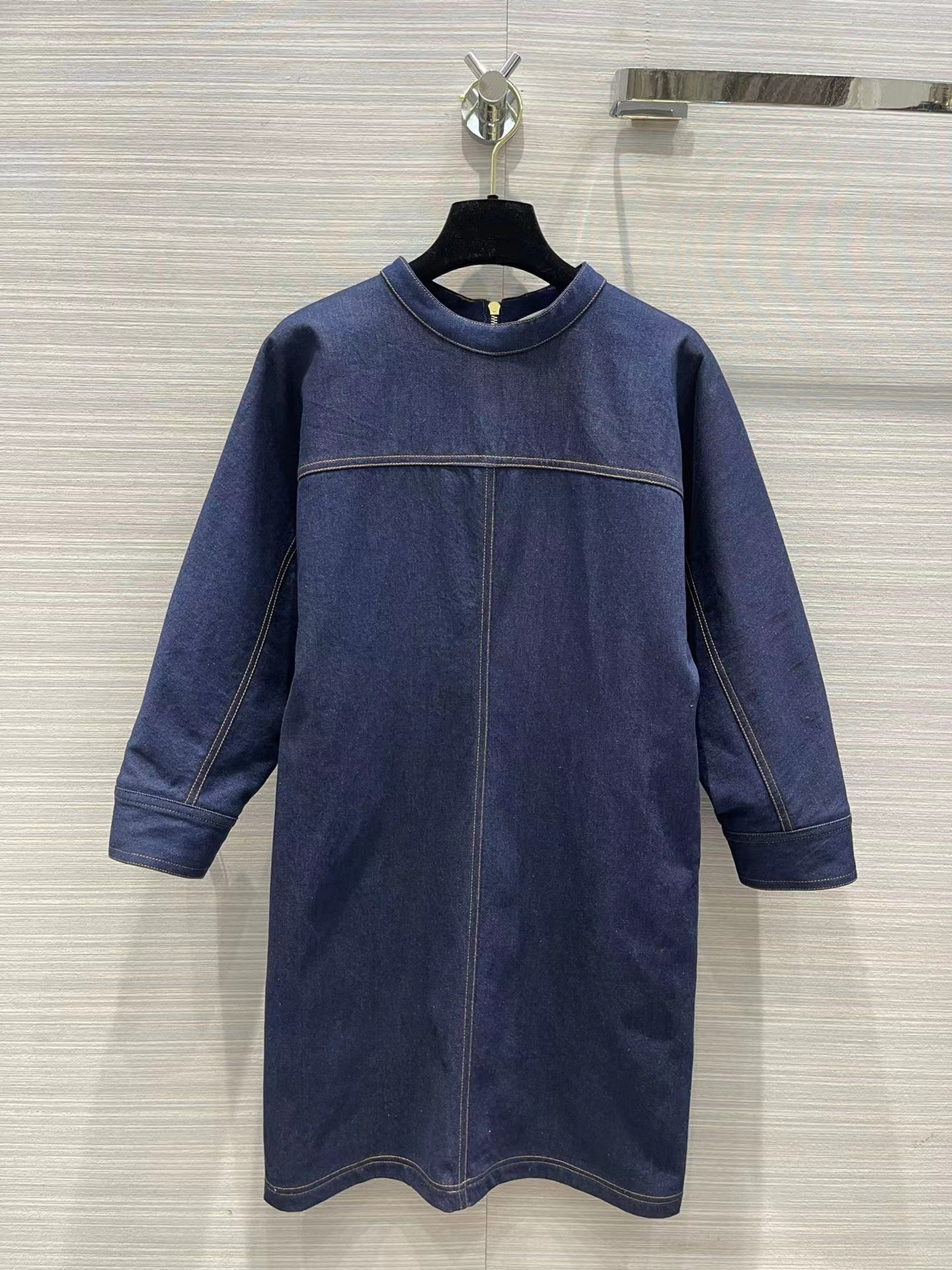 

Milan Runway dresses 2022 Autumn O Neck 3/4 Sleeve Women' Designer Dress Brand Same Style Dress 0719-1, Blue