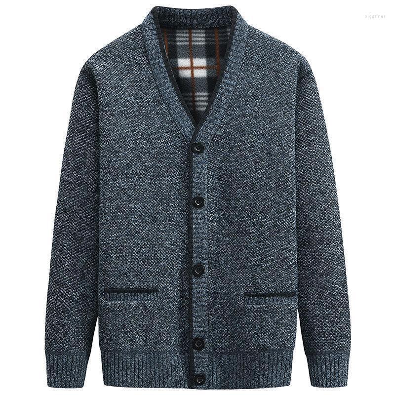 

Men's Sweaters Men's Autumn And Winter Thick Cardigan Sweater Youth Fashion Warm V-neck SweaterMen's Olga22, Blue
