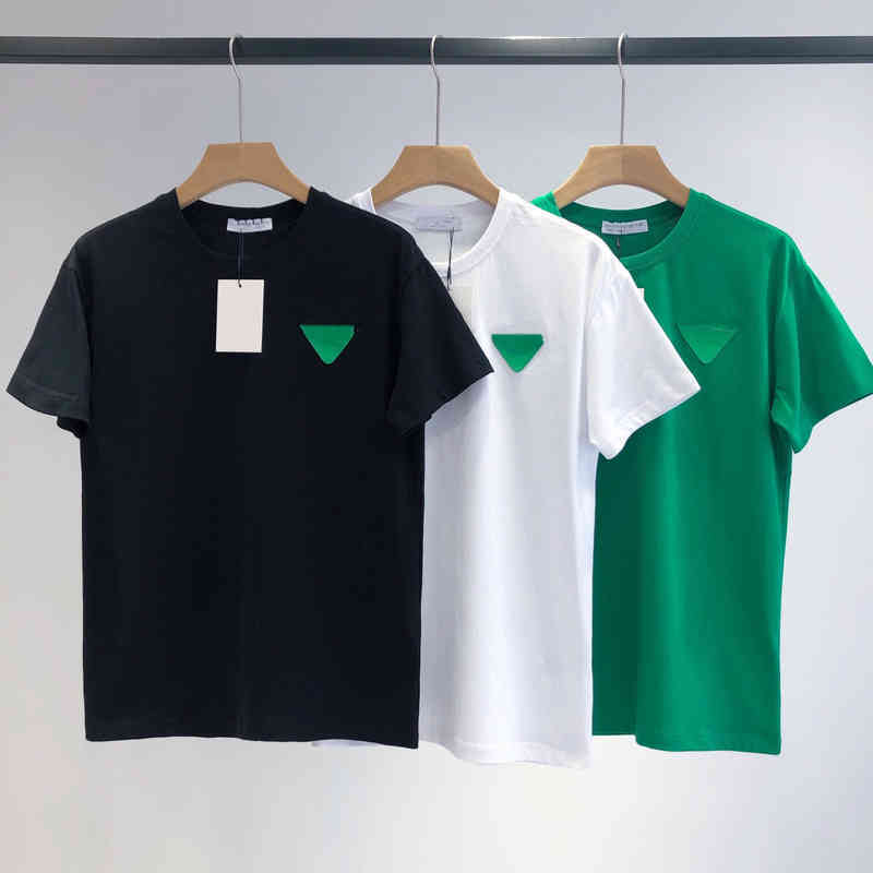 

2022 Summer New Triangle Flocking Letters Men' Fashion Loose Casual Short Sleeve Round Neck T-shirt, White