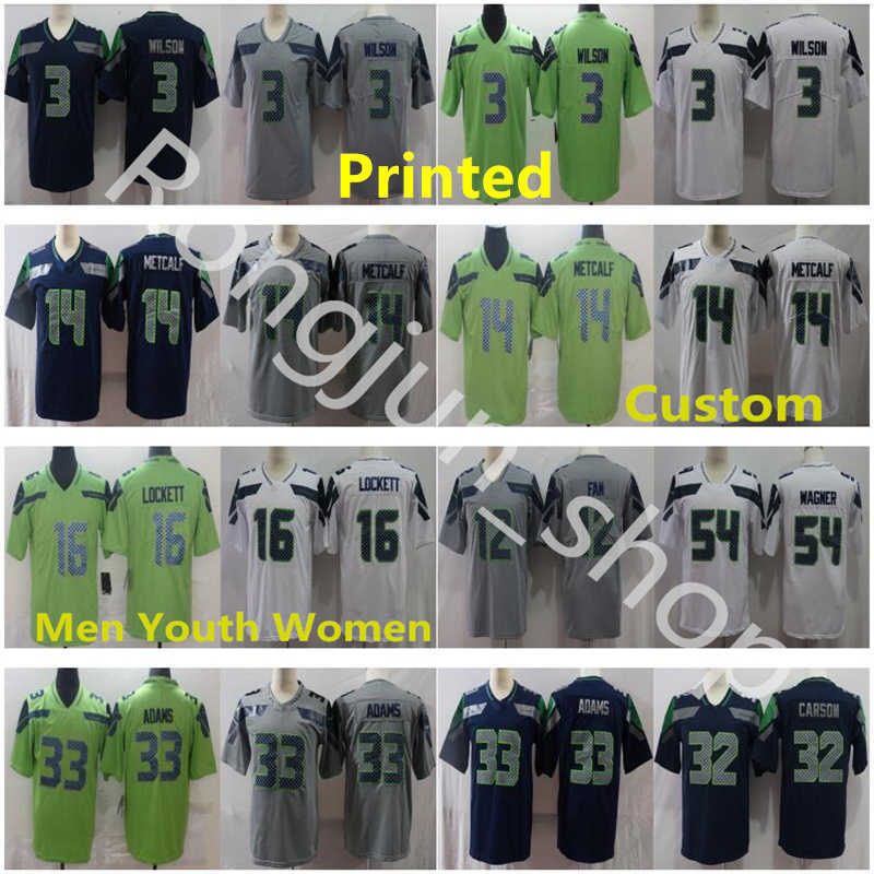 

Top Printed Seattle Mens Football 3 Russell Wilson 33 Jamal Adams 54 Wagner 14 DK Metcalf 24 Marshawn Lynch Seahawk jerseys Size -5XL