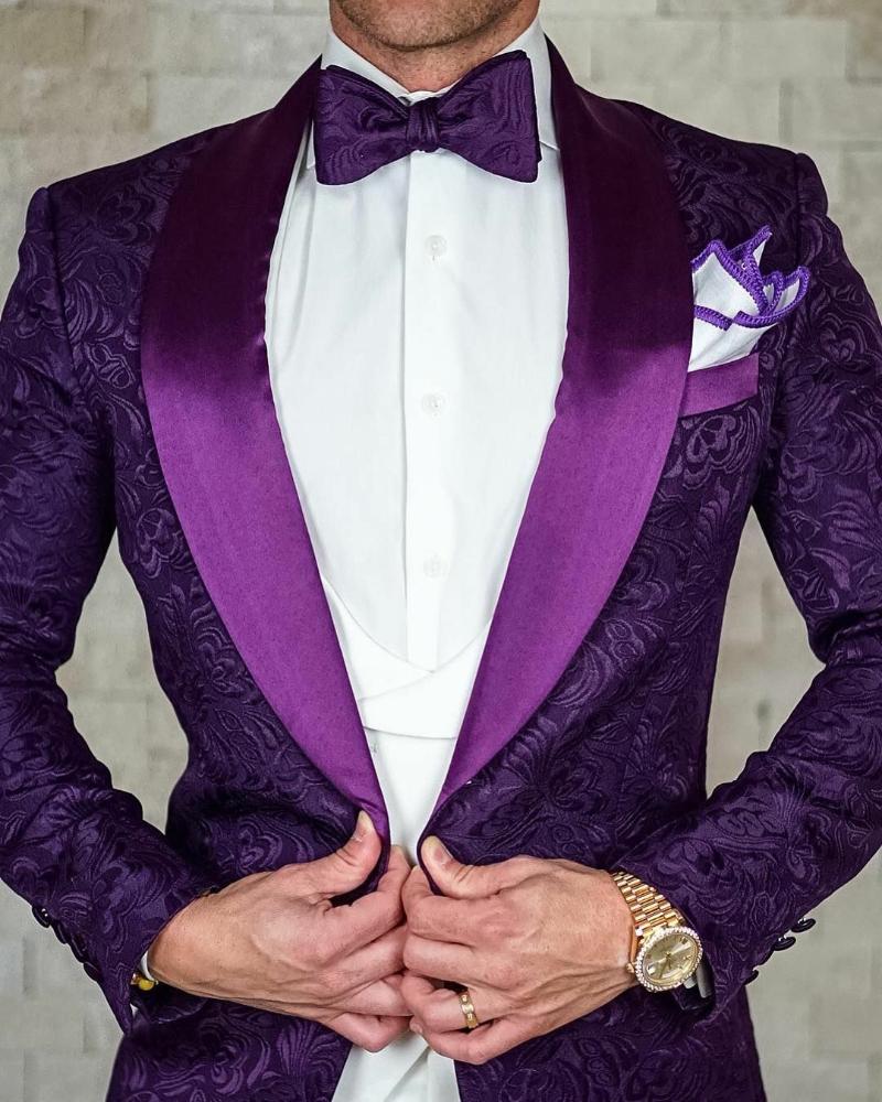 

Men's Suits & Blazers Custom Made Men Shawl Lapel Groom Tuxedos One Button Groomsman 3 Pieces ( Jacket+Pants+Vest+Tie ) E584, Same the picture