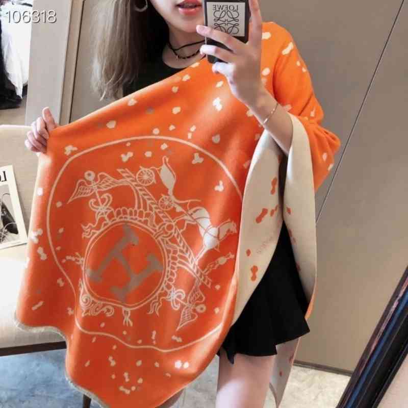 

Designer Scarves famous autumn and winter letter H carriage cashmere scarf women's warm versatile thickened shawl dual purpose neck