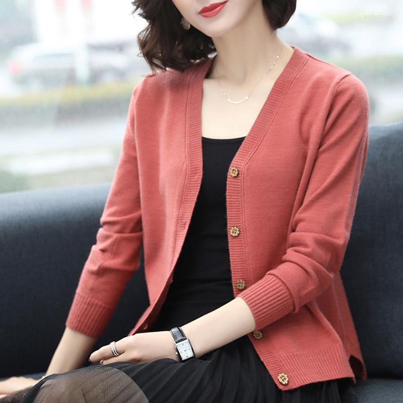 

Women' Knits & Tees Autumn Spring Women Sweater Knitted Cardigan V Neck Loose Korea Tops Perf22, Sky blue