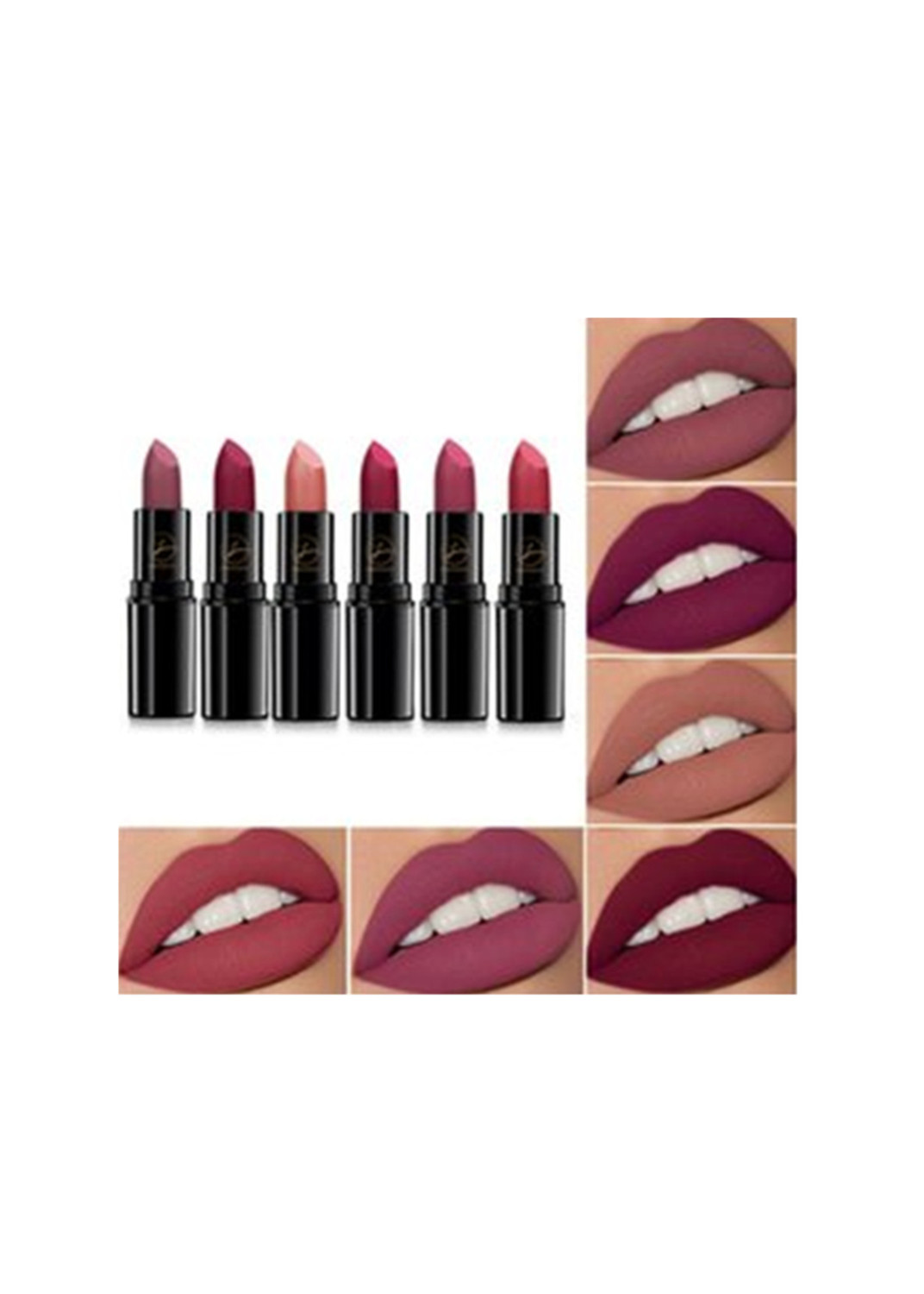 

New Star Lipstick Black Tube Monochrome Matte Lasting Non stick Cup Create Sexy Lips, 01