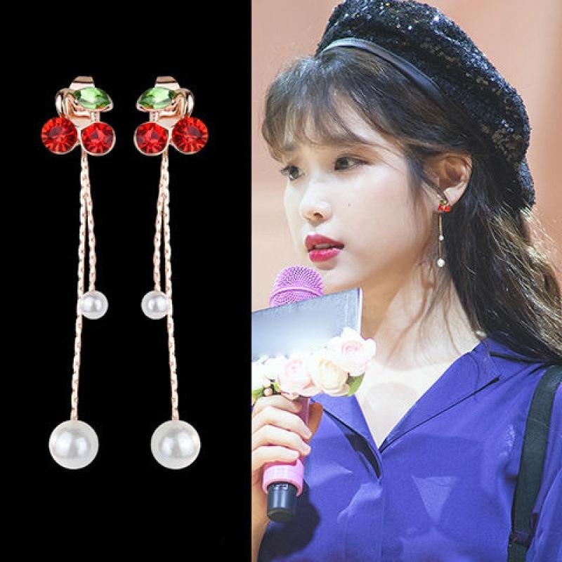 

Dangle & Chandelier Cherry DEL El IU Korean Dramas TV Eardrop Elegant For Women Earrings Pendientes Brincos OrnamentDangle