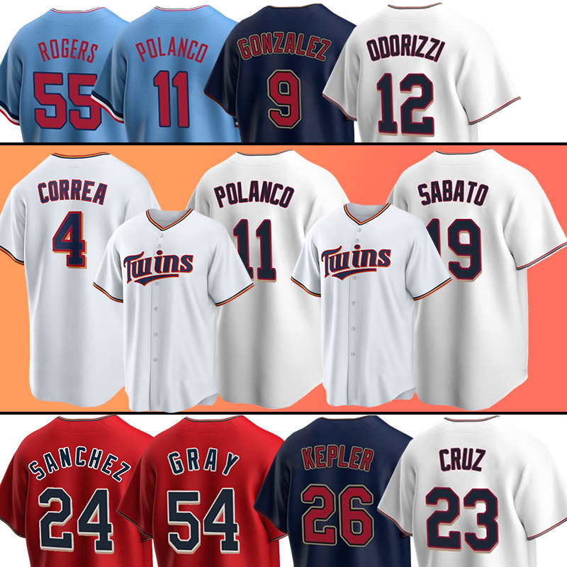 

4 Carlos Correa Twins Baseball Jerseys 11 Jorge Polanco Gary Sanchez Sonny Gray 26 Max Kepler Gio Urshela Alex Kirilloff 15 Gio Urshela, Men(shuang cheng r)