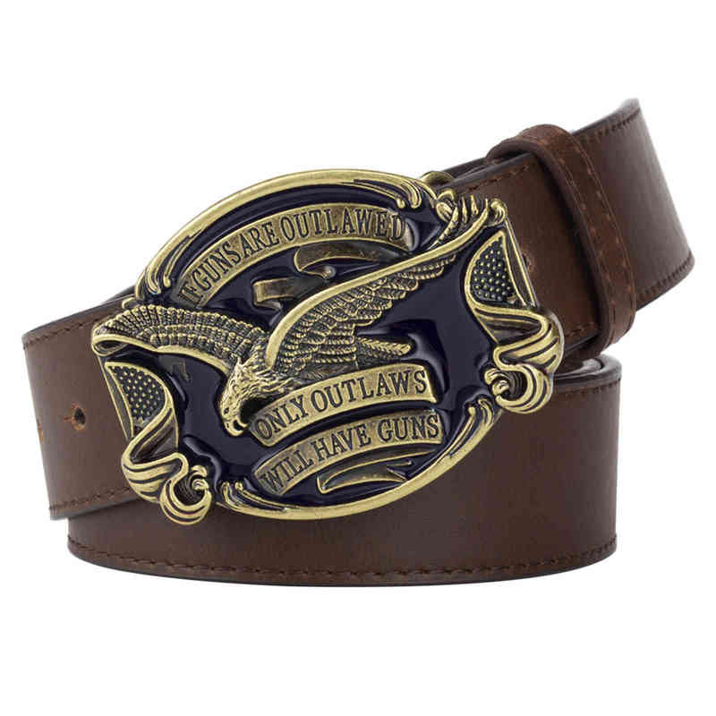 

Eagle Belt For Men's Jeans Only Outlaws Will Have Guns Metals Gp Cowboy, Black