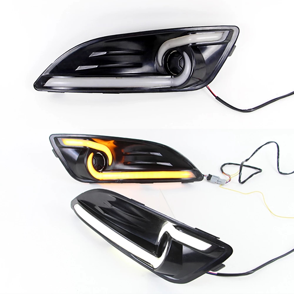 

1Pair DRL For Ford Fiesta 2013-2016 Daytime Running Lights Fog head Lamp cover car styling white Daylight
