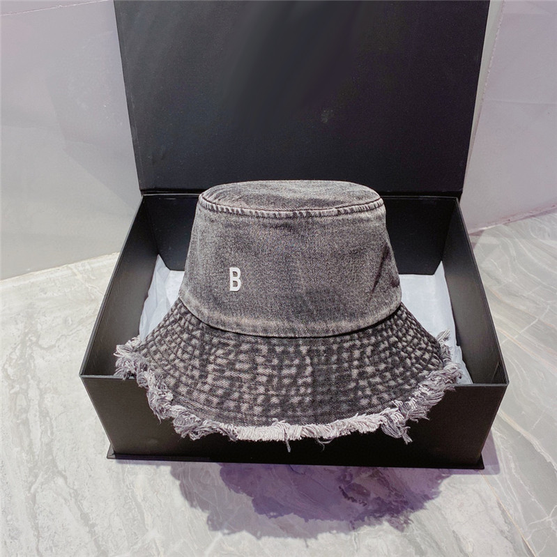 

New Style Cowboy Fisherman Hats Men Women Sports Bucket Hat Outdoor Street Style Denim Snapback Letter Printed Sunshade Caps, Black/without box