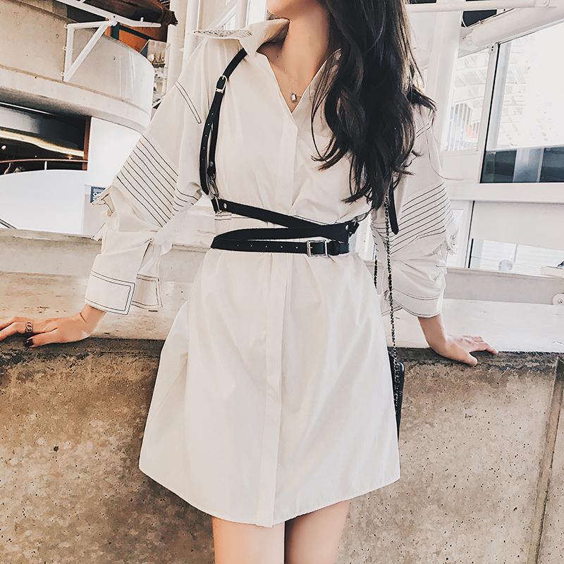 

Belts Faux Leather Cage Vest Chest Sculpting Body Harness Adjustable Strap Waist Belt Cincher Clothing AccessoriesBelts, Black