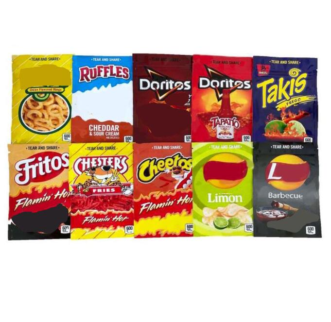 

Edibles mylar packaging bags snacks chee hot Dorit Ruffles frit infused Flam Nac Spic Sweet