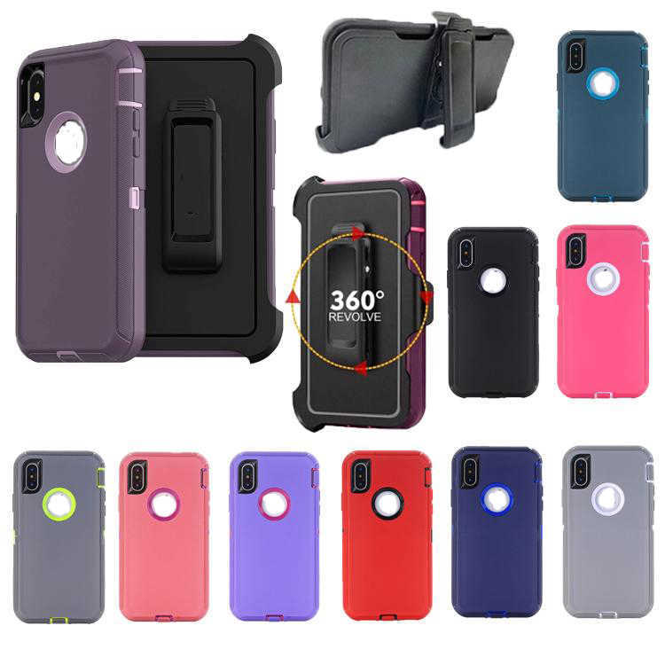 

For iPhone 11 12 13 PRO MAX XS XR 7 8 Plus Defender Phone Cases Hybrid Robot Shockproof Waterproof 3in1 Phone Case With Clip, Mix colors / best selling colors