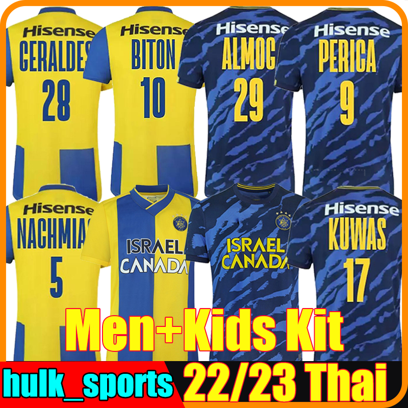 

2022 2023 Maccabi Tel Aviv Soccer Jerseys yakuda NACHMIAS PERICA BITON KUWAS YEINI GERALDES football shirt 22/23 men kids kit adult uniforms, Feilunciwaluosi home