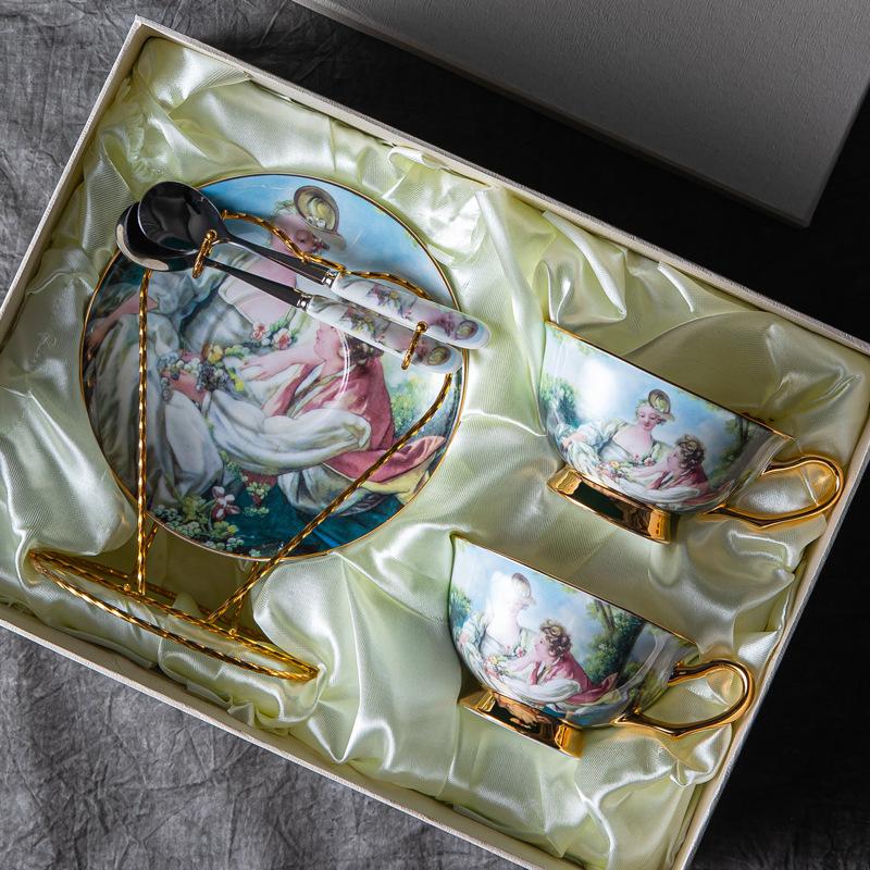 

Mugs European Ceramic Coffee Cup And Saucer Set Retro British Afternoon Tea