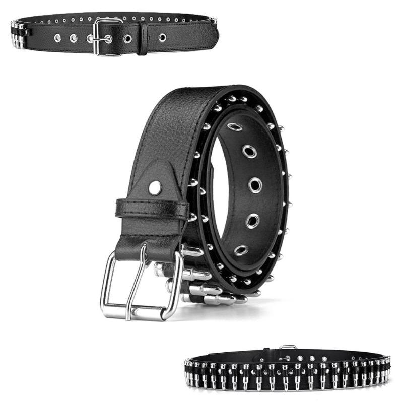 

Belts Creative Punk Belt Black Fashion Casual Unisex PU Rivet Slim BeltBelts
