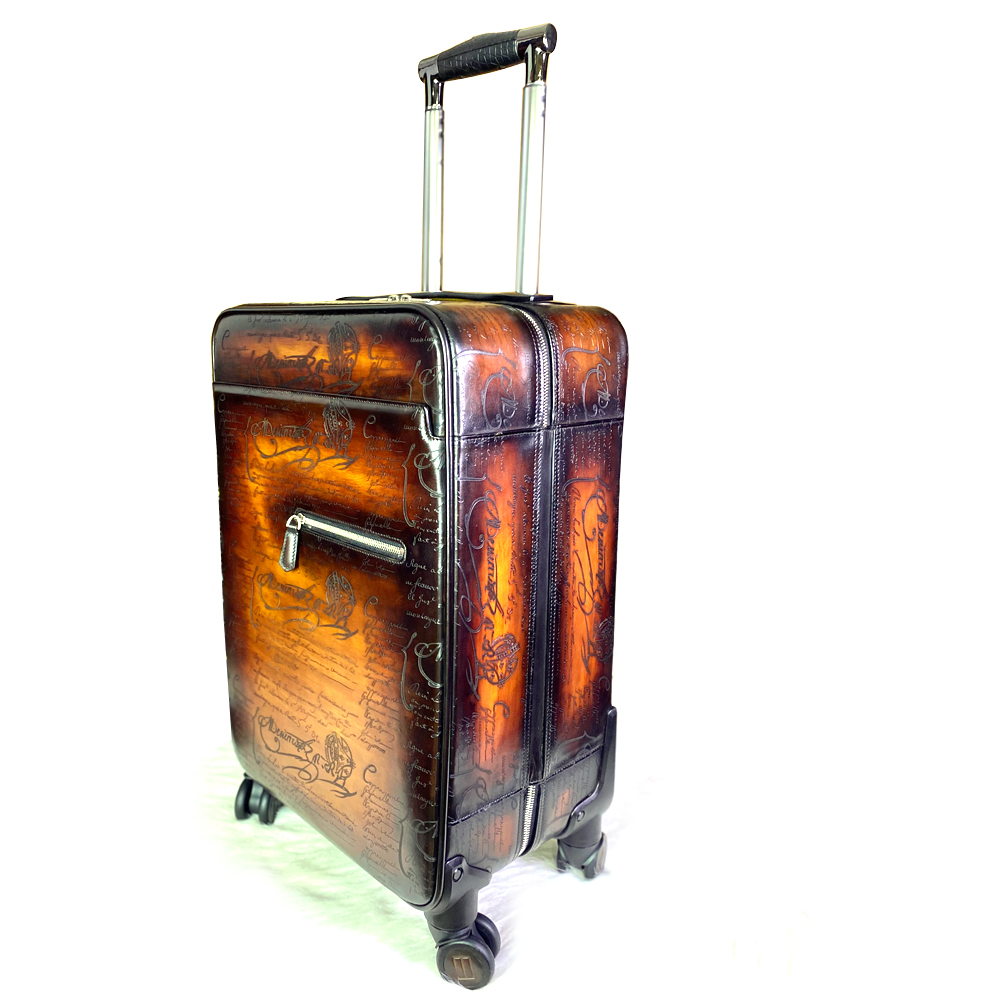 

trolley case Formula Scritto Leather Rolling Suitcase handmade, artificial color change, high quality