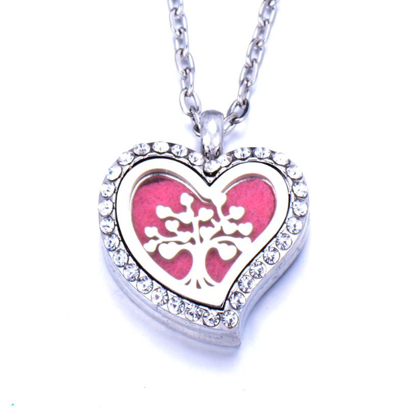 

Chains 10Pcs/Lot Aroma Heart Shape Locket Necklace Magnetic Stainless Steel Essential Oil Diffuser Perfume Pendant