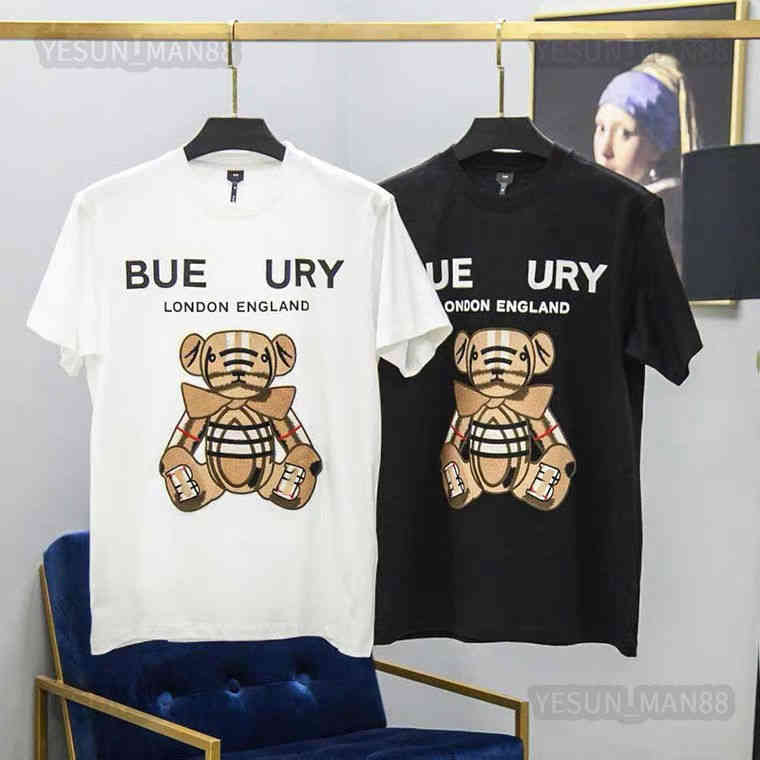 

Designer Burberys Classic Luxury T Shirt Burbs Checkered Bear Printed Fashion Summer Bbr Mens And Womens Couple Short Sleeves Tee
