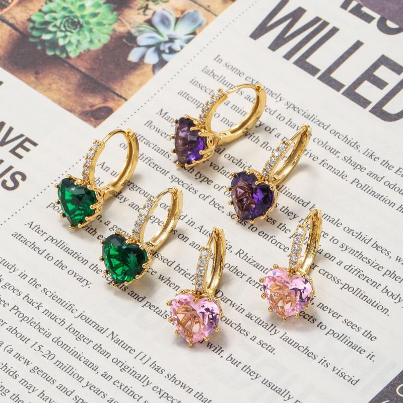 

Hoop & Huggie Pc Ins Inlaid Love Colorful Zircon Earring Exquisite Gold-plated Heart Earrings For Women Girls Fashion Jewelry GiftHoop